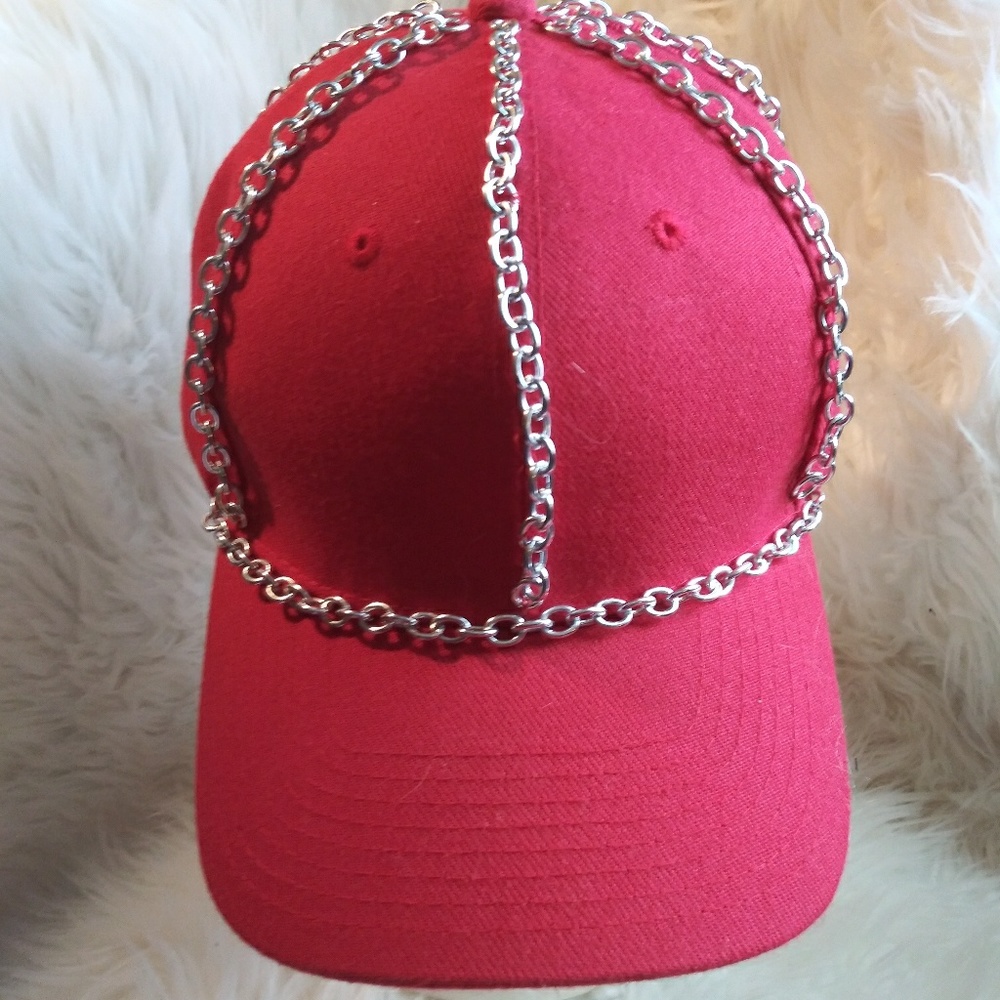 Red Custom Designed Chain Link Snapback